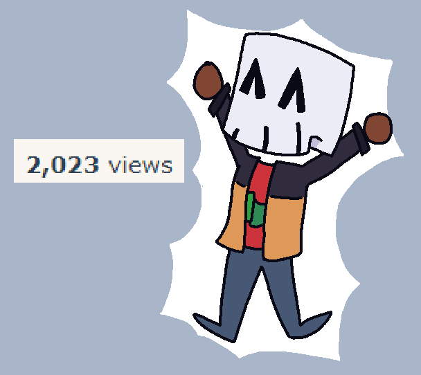 Skull cheering because of 2023 views on the page
