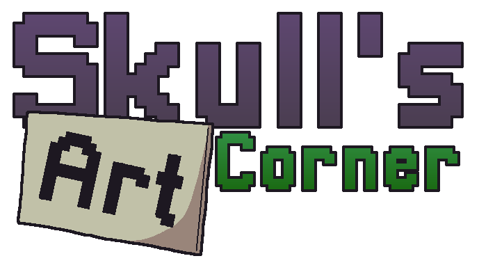 Logo that says 'Skulls Art Corner'