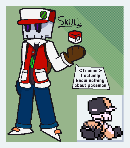 Skull dressed as a pokemon trainer