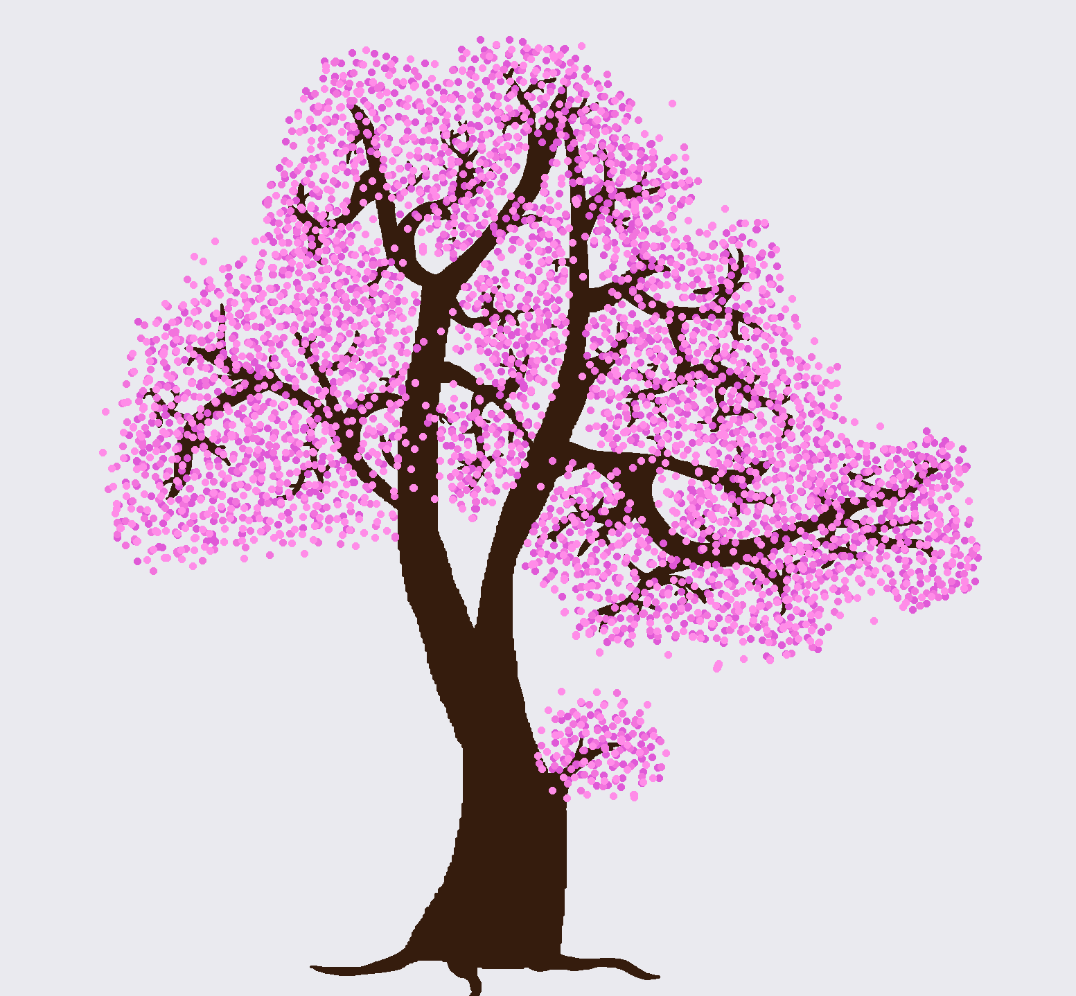 A very stylized drawing of a sakura tree