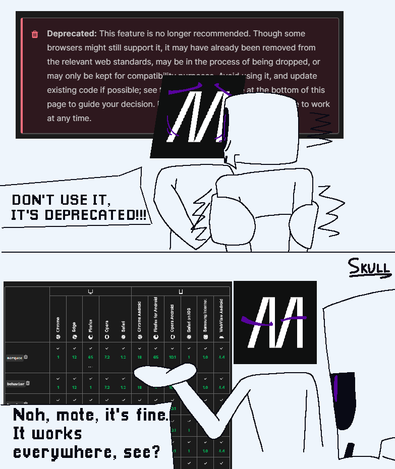 A small comic based on my experience with the MDN Web Docs